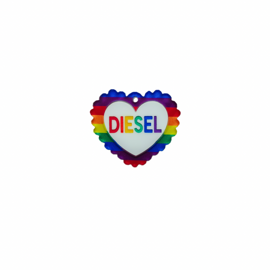 Ruffle heart rainbow letters